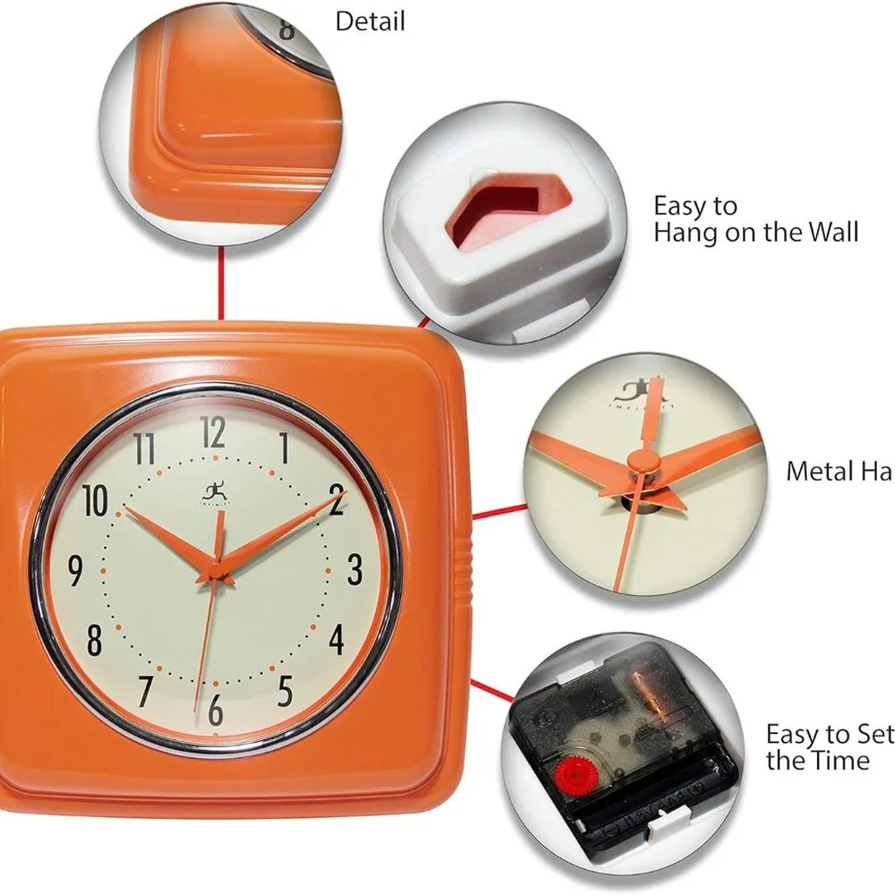 Mid Century Modern Style Orange‎ Clock